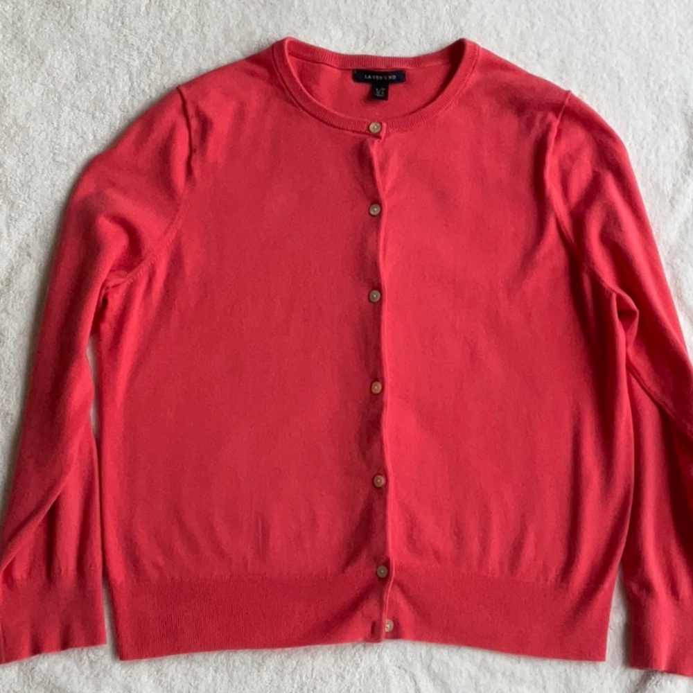 Ladies Lands End coral cardigan